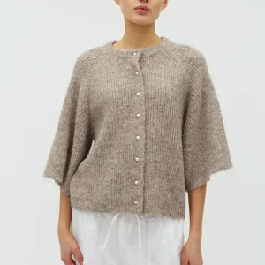 Demaya Fluffy Knit Cardigan - Beige Melange