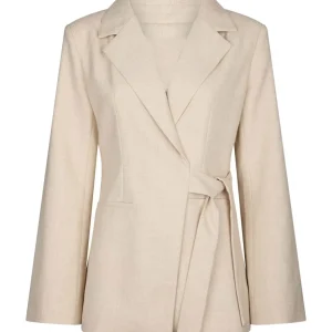 Tarmia Melange Tie Blazer - Beige Melange