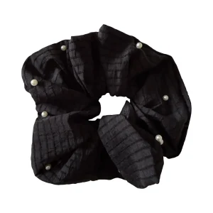 Stor Scrunchie med Perledetaljer i Sort